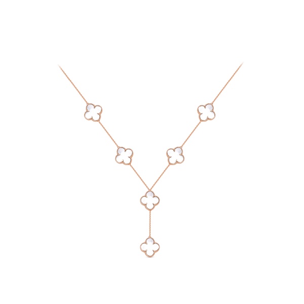 Колье «Клевер» из красного золота с перламутром